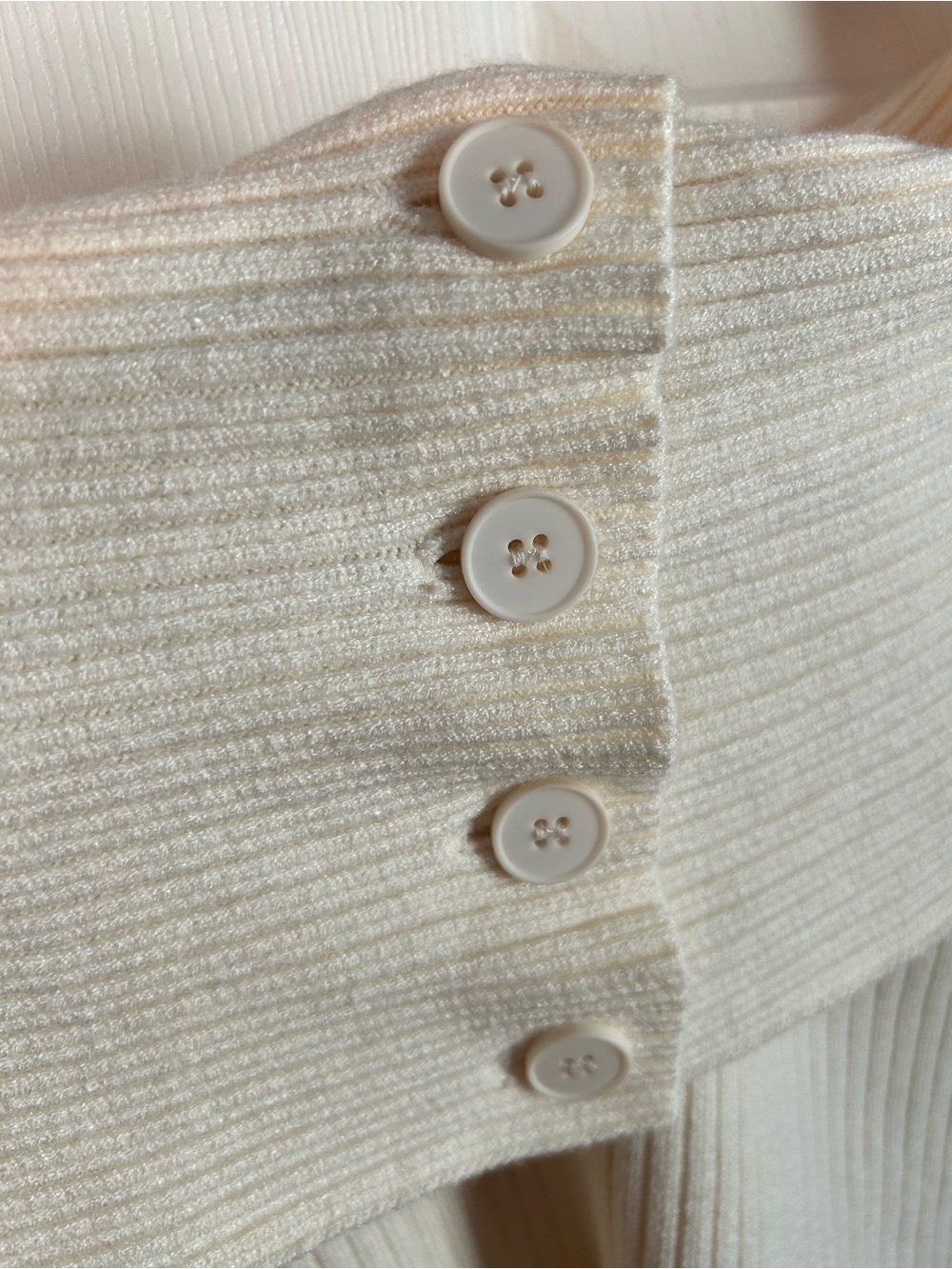 Off-Shoulder Ribbed Knit Sweater - Cream - Picture 4 of 9